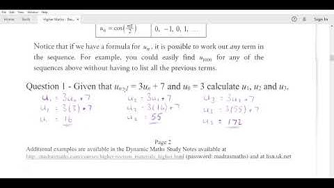 Higher Maths - Recurrence Relations - Lesson 1 - introduction to recurrence relations