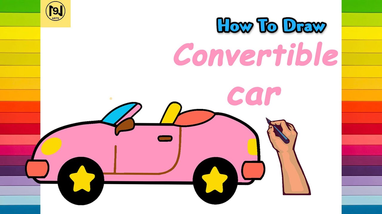 How To Draw A Cartoon Convertible Car - YouTube
