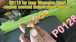 How to fix p0118 p0128 for 2012 jeep Wrangler Sport Engine Coolant  Temperature Sensor Thermostat - YouTube