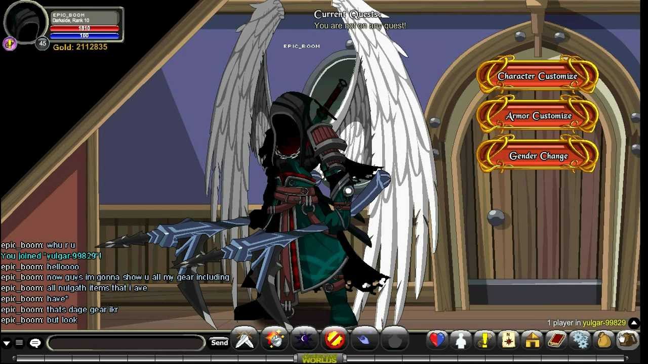 AQW epic_boom showing nulgath-revontheus-dage gear( all my stuff) xD