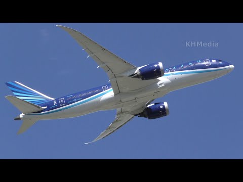 Boeing 787 Azerbaijan airlines takeoff and landing