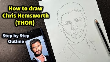 How to draw Thor - Chris Hemsworth Step by Step // full sketch outline tutorial for beginners