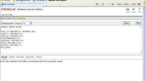 SQL with Oracle 10g XE   Using CREATE TABLE to Build a Table