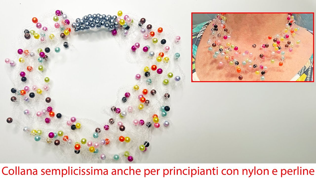 Collana semplicissima anche per principianti con nylon e perline
