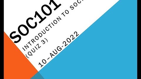 SOC101 Introduction to Sociology Quiz No 3