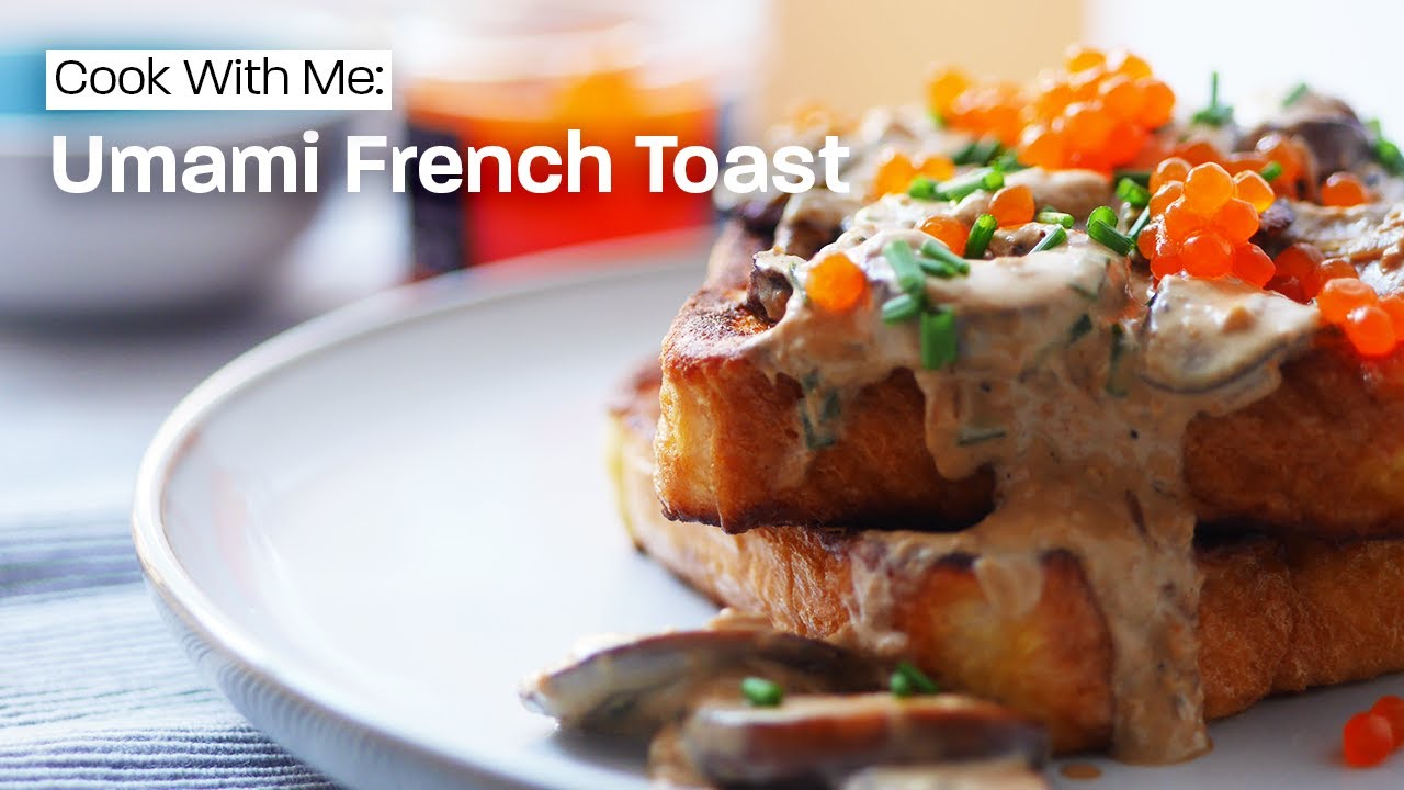 Savory french toast with creamy achari mushroom
