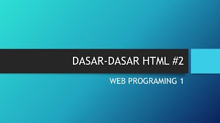 WP1 - Belajar Pemrograman HTML Dasar menggunakan Visual Studio Code