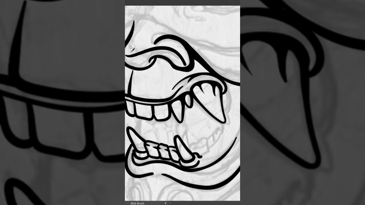 Drawing a Japanese demon mask. Shorts