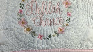 How to center an embroidery design on a baby heirloom quilt. part 1.