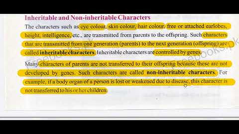 CLASS 8 Science Chapter 2 Topic:Inheritable and Non Inheritable Characters