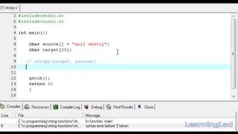 46   strcpy String Copy Function in C Programming Language Video Tutorial