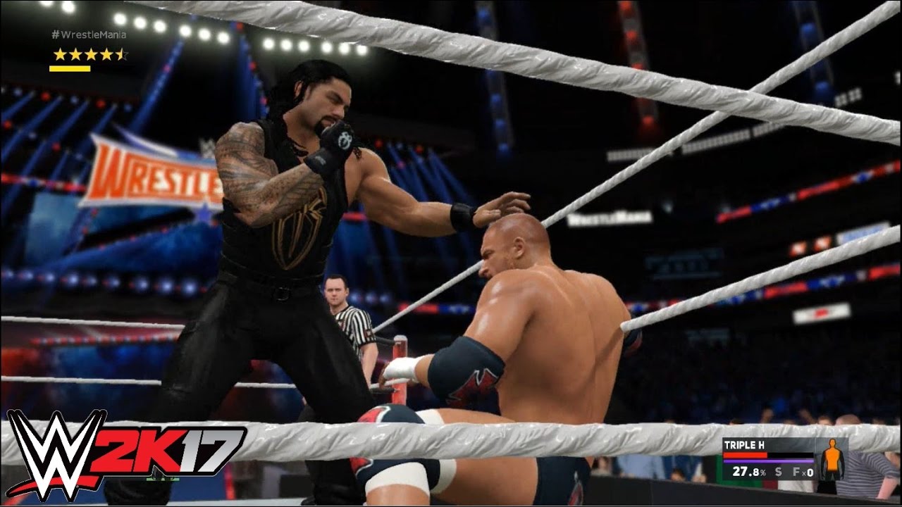 WWE 2K17 - Triple H vs. Roman Reigns: Wrestlemania 32 | PS4 Gameplay