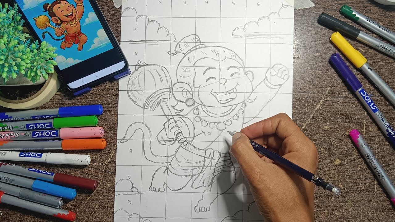 Cute Bal hanuman ji drawing😍, cute Bal hanuman 