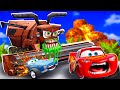 Big  smallmcqueen and finn mcmissile vs frank mega zombie slime cars in beamngdrive