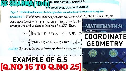 RD SHARMA CLASS 10 COORDINATE GEOMETRY EXAMPLE OF -6.5 [Q.NO 16 TO 25] MATH FEAR | CHAPTER 6 | CBSE