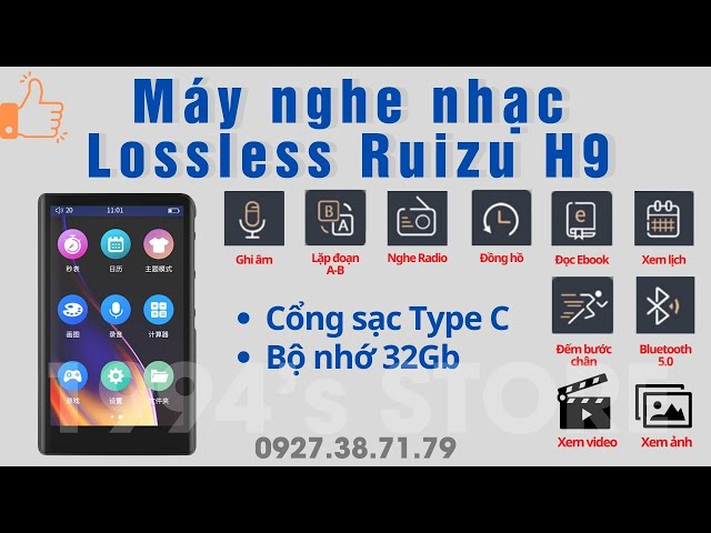 Máy Nghe Nhạc RUIZU H9 Bluetooth 5.0 Lossless - Màn hình lớn có cảm ứng, Bộ nhớ 32Gb - Có loa ngoài