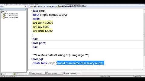 CREATE A TABLE WITH SAS, SQL & R