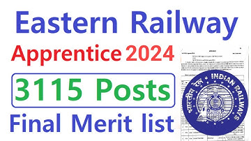 Eastern Railway Apprentice 2024 Final Merit list जारी, RRC ER Apprentice Joining Merit list pdf 2024