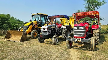 Mahindra 475 Di Tractor Loading Mud by JCB 3dx | Jcb Loading Mud in Many Tractor | Jcb Video