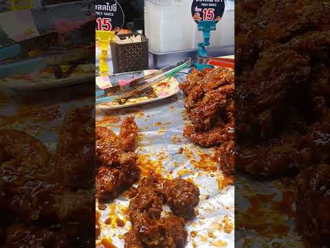 ไก่ทอดซอสเกาหลี #vlog #thailandvlog #streetfood #โลตัสอ่อนนุช