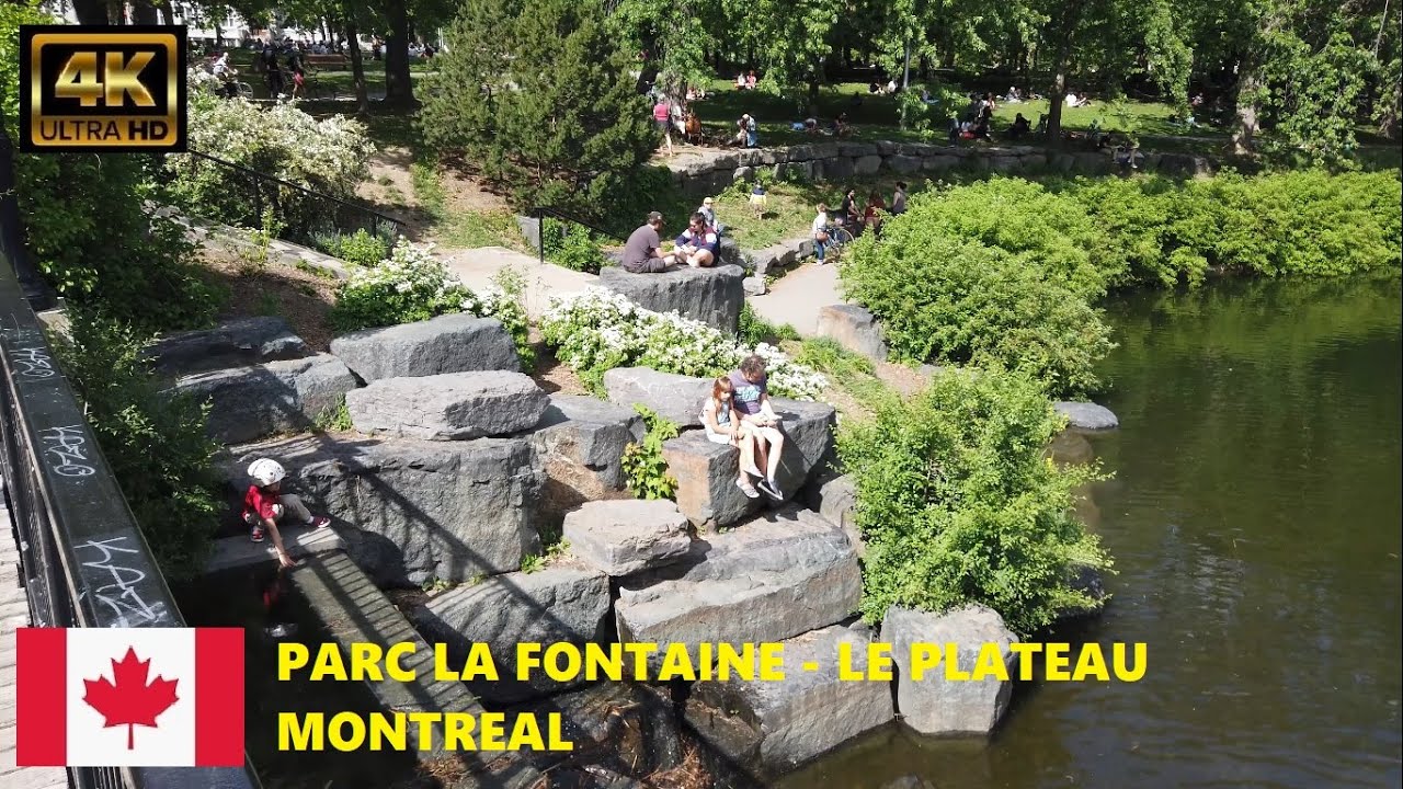 La Fontaine Park, Plateau, Montreal, Canada Parc La Fontaine, Montréal Walking Tour (4K