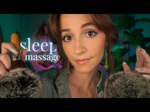 ASMR Tingly Brain Massage For Deep SLEEP Whispers Fluffy Mic Brushing Rain