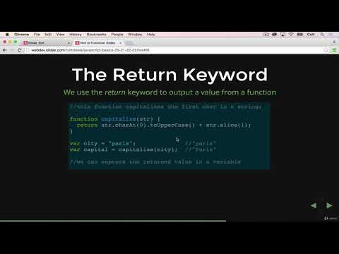JAVASCRIPT FUNCTIONS Return Keyword - YouTube