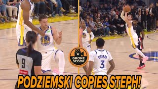 Full Brandin Podziemski Hits a FOUR-Point Play and Copies Steph Curry’s Signature Celebration! Update