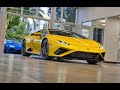 New Lamborghini Miami Showroom - Lamborghini Aventador SVJ, Huracan EVO Rolling Into New LAMBO HOME