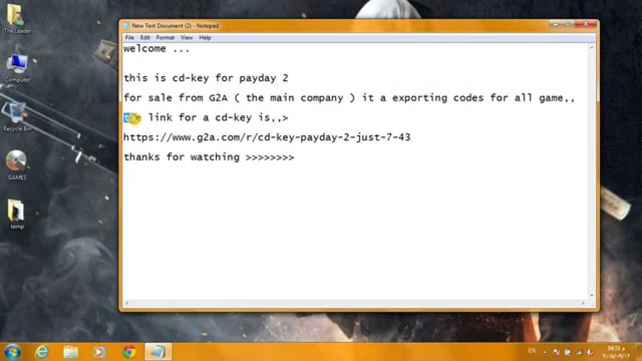 CD-KE for payday 2 from G2A  the main company , FOR Sale .. Just $7.37