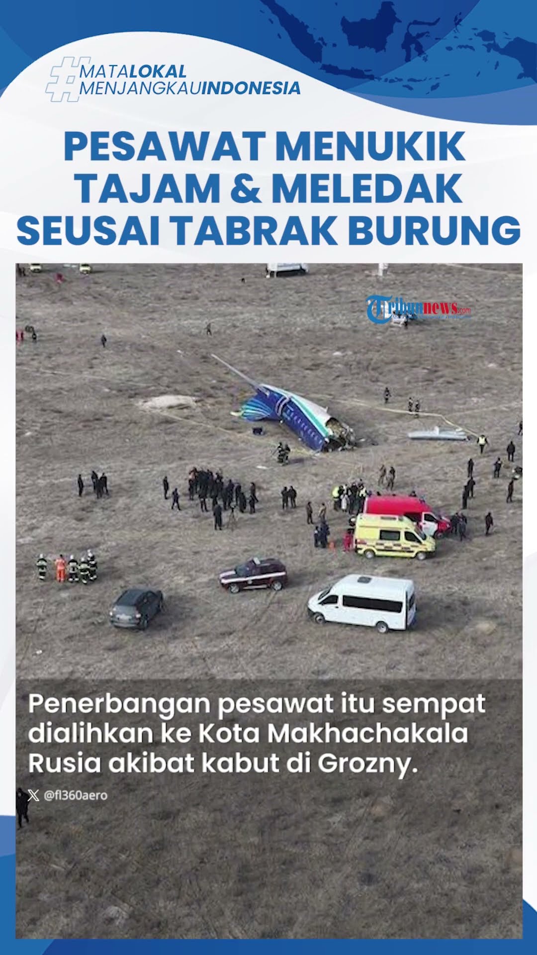 Detik-Detik Pesawat Azerbaijan Airlines Menukik Tajam Hantam Daratan dan Meledak, 28 Orang Selamat