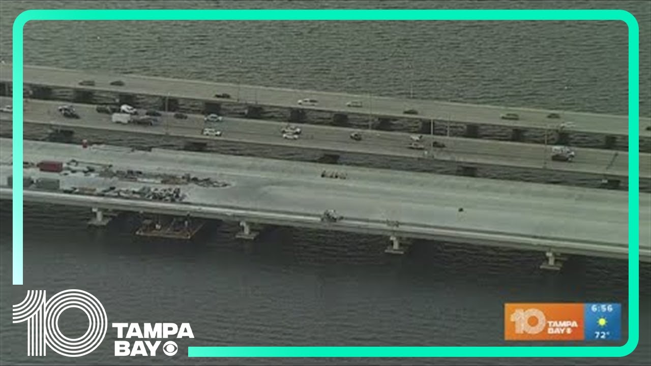 Crash on Howard Frankland Bridge closes southbound lanes - YouTube