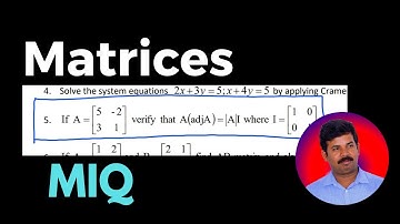 Adjoint of a Matrix | MIQ on Matrices | Diploma Maths | 20SC01T