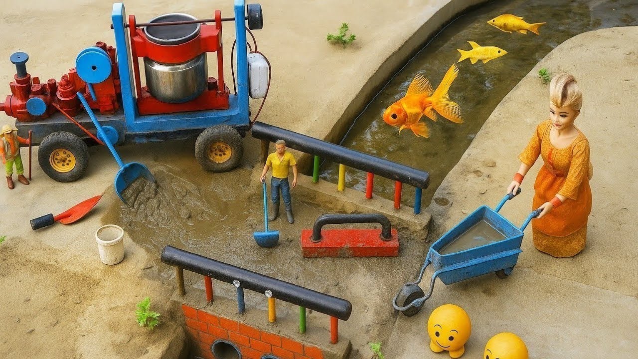 Wooden Bridge Collapsed | Science Project Builds Mini Bridge Using Concrete and 3 Drain Pipes 