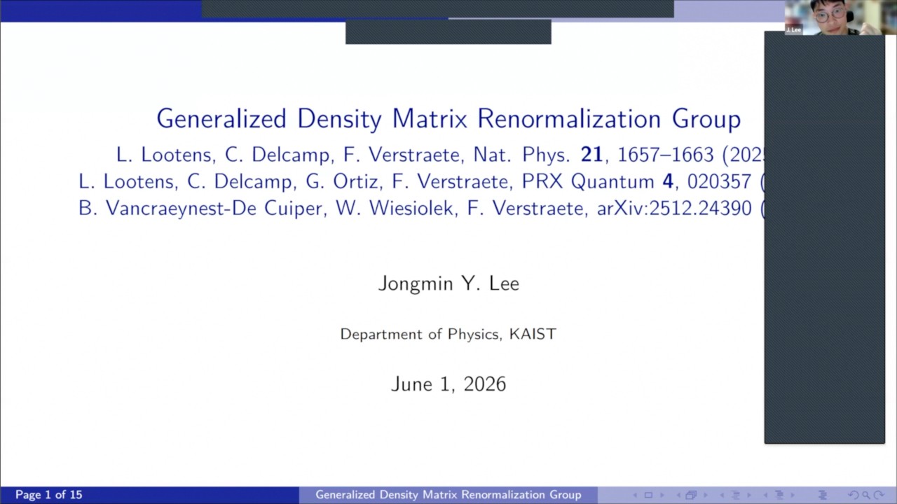 [JC] Generalized Density Matrix Renormalization Group