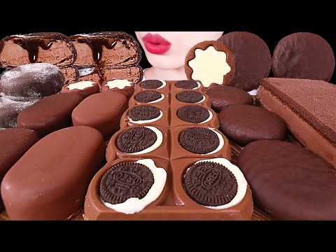 【咀嚼音】チョコレートパーティー、チョコ餅、チョコアイス、ミルカ、オレオ、チョコ菓子｜ASMR MUKBANG｜CHOCOLATE ICE CREAM RICE CAKE MILKA OREO 먹방