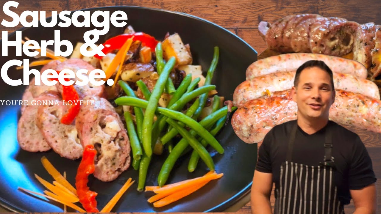 Mild Italian Sausage Herb & Cheese homemade with Roasted Garlic, Bacon Potato meal. Simple process.