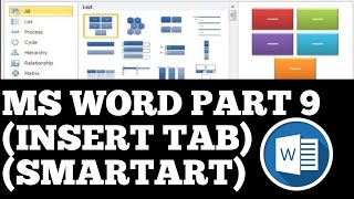 Part 9 Ms Word Insert Tab Smartart
