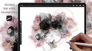 Alcohol Ink & Gold Metallic Geometric Elements in Procreate | Digital Abstract Art Tutorial