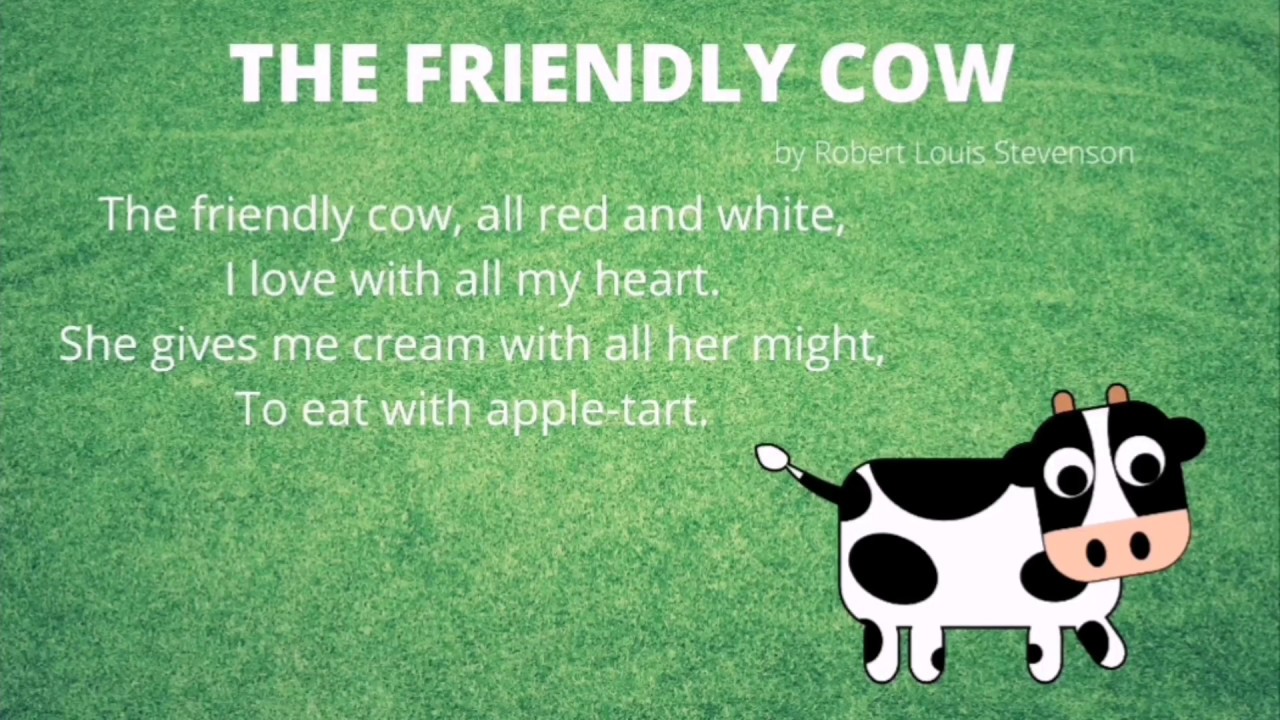 Poem- The Friendly Cow, by Robert Louis Stevenson - YouTube