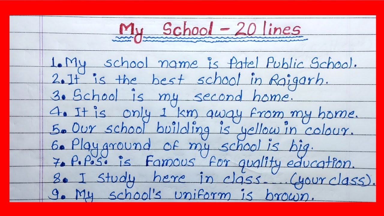 my school essay 20 lines for class 6