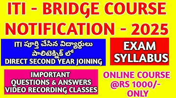 ITI - BRIDGE COURSE NOTIFICATION-2025# ONLINE VIDEO CLASSES# SYLLABUS # IMPORTANT QUESTIONS MATERIAL