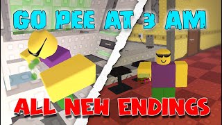 All New Endings & Badges - Go Pee At 3 AM - [Roblox]