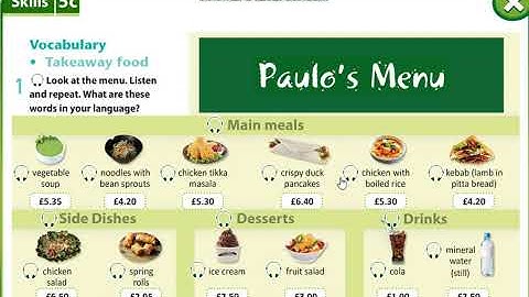 Excel 6 module 5 p58 Paulo`s Menu Vocabulary