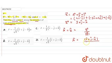 If  vec(a)=4hat(i)-hat(j),vec(b)=-3hat(i)+2hat(j)and vec(c)=-hat(k). Then the unit vector hat( r...