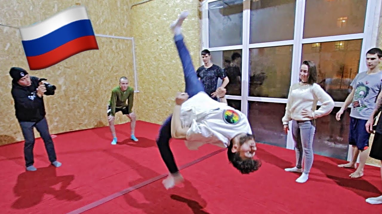 30 LARGE Men Doing FLIPS In a TINY ROOM in Russia!