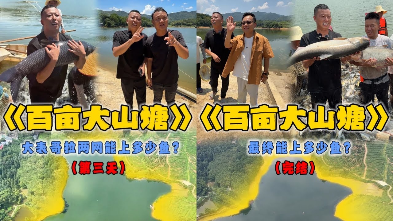 小飞哥花320000元包下110亩的大山塘，大表哥在里面拉2网能上多少鱼？#户外抓鱼 #户外捕鱼 #小飞哥抓鱼 #乡村生活 #农村生活