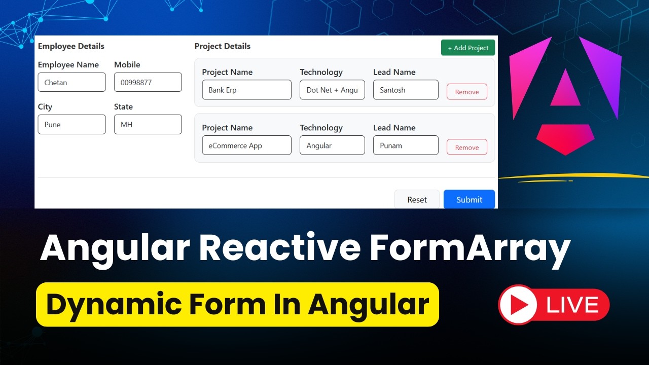 Angular FormArray in Reactive Forms 🚀 | One Employee with Multiple ...