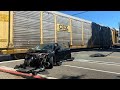 **MUST SEE** car hits Union Pacific Autorack and gets totaled