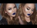 BLUE Lipstick + GLOWY Glam Cut-Crease Makeup